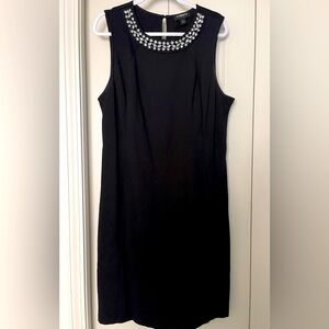 Black Liz Claiborne Sheath Dress with Collar Gemstones